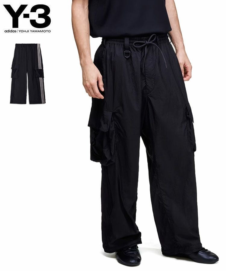 Y-3 NYLON WIRED 3 STRIPES CARGO PANTS / ブラック [KF1087]