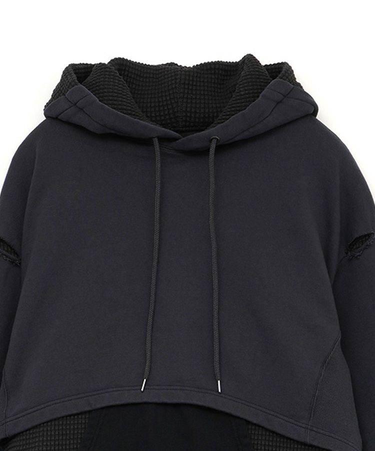LAYERED HOODIE / チャコール×ブラック [MYK-SW-03]