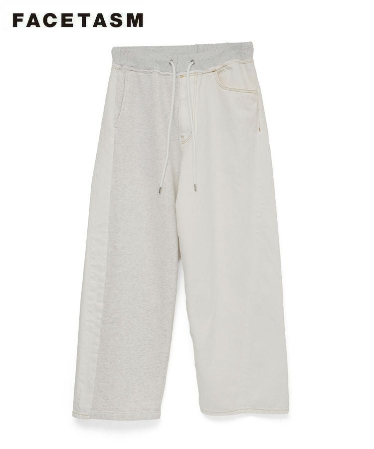 DENIM MERGING SWEAT PANTS / ホワイト×ホワイト [MYK-PT-08]