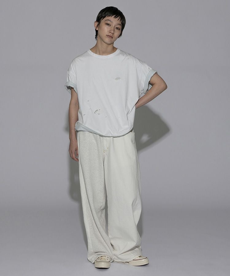 DENIM MERGING SWEAT PANTS / ホワイト×ホワイト [MYK-PT-08]