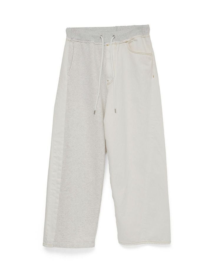DENIM MERGING SWEAT PANTS / ホワイト×ホワイト [MYK-PT-08]