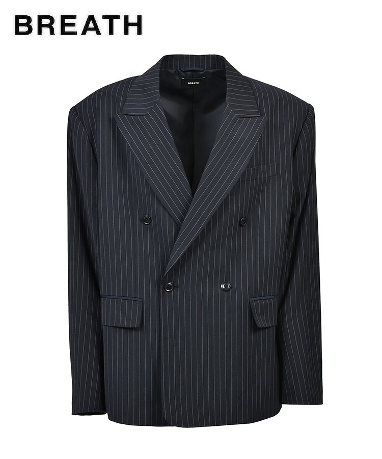 OVERSIZE DOUBLE JACKET / ネイビーストライプ [BR26SS-O0005]