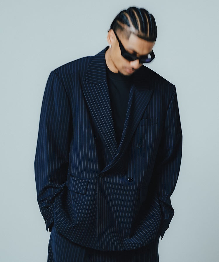 OVERSIZE DOUBLE JACKET / ネイビーストライプ [BR26SS-O0005]