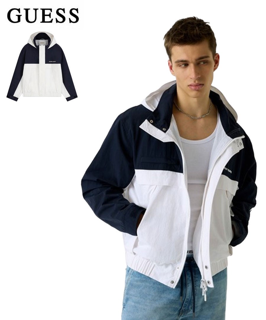 GUESS JEANS COLORBLOCK JKT / ホワイト×ネイビー [M6GL00WGYL2]