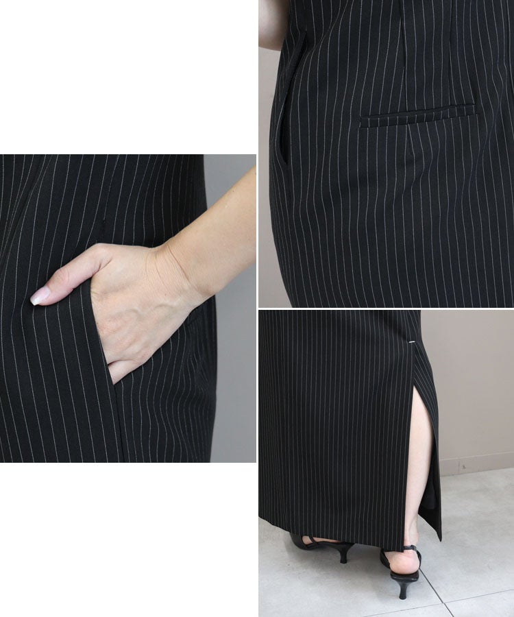 pinstripe sleeveless bustier dress / 3カラー | STYLISE by DONOBAN